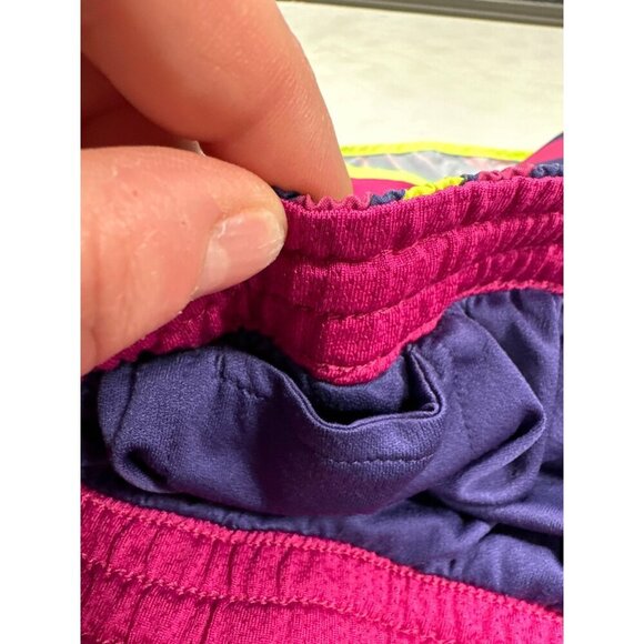 Nike Dri-Fit Active Neon Purple Yellow Running Short Drawstring Lined Sz M - Picture 8 of 13